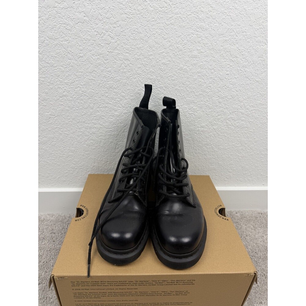 Dr Martens 1460 Mono Black UK 8 US 9 Mens 8-Eye Leather Boots Airwair No Box